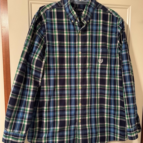 Chaps Other - Chaps Men's Navy‎ and Green Plaid Button-Down Shirt large